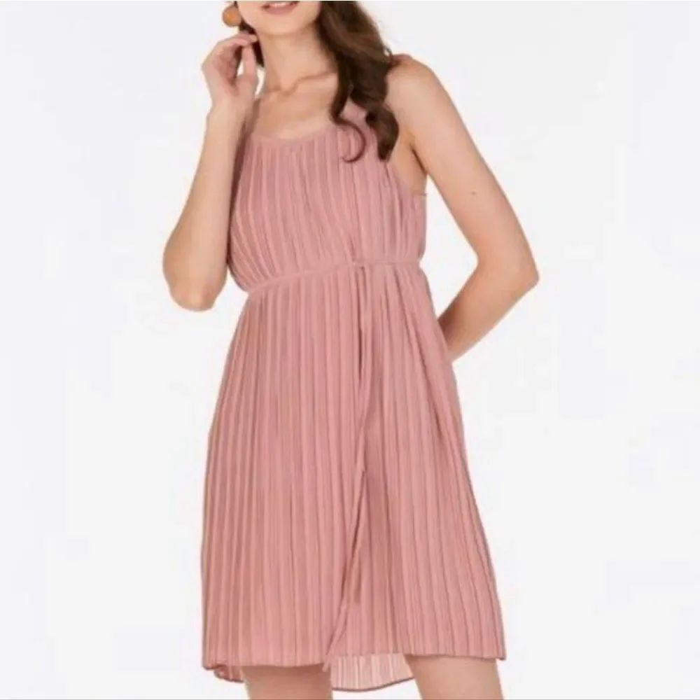 M N G BY MANGO SPAGHETTI STRAP PLEATED WOMEN"S DRESS